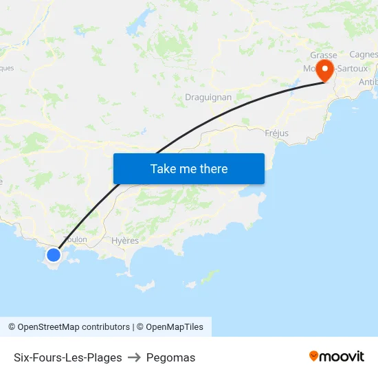 Six-Fours-Les-Plages to Pegomas map