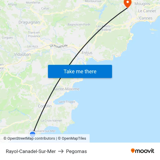Rayol-Canadel-Sur-Mer to Pegomas map