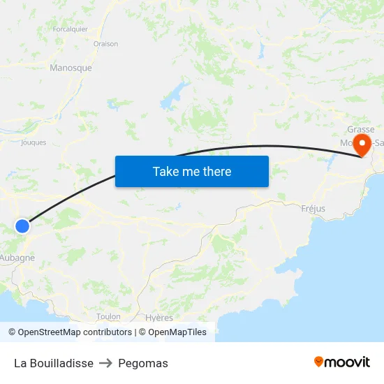 La Bouilladisse to Pegomas map
