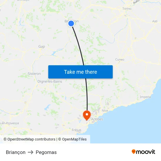 Briançon to Pegomas map