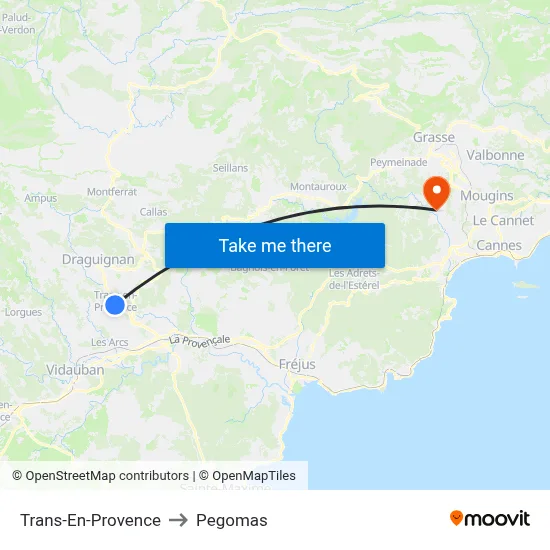 Trans-En-Provence to Pegomas map