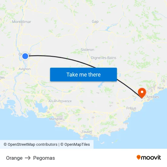Orange to Pegomas map