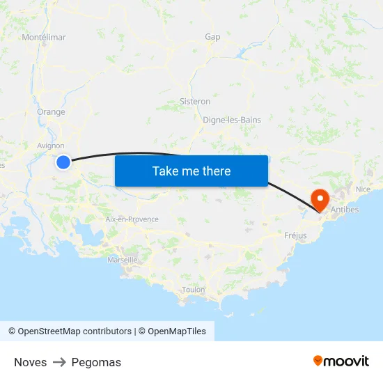 Noves to Pegomas map