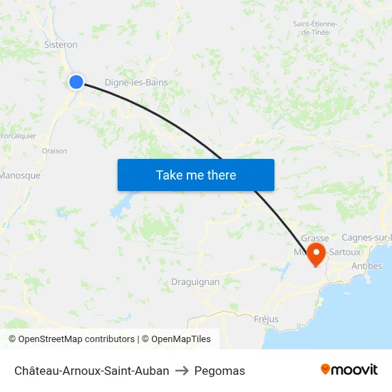 Château-Arnoux-Saint-Auban to Pegomas map