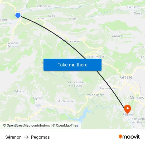 Séranon to Pegomas map