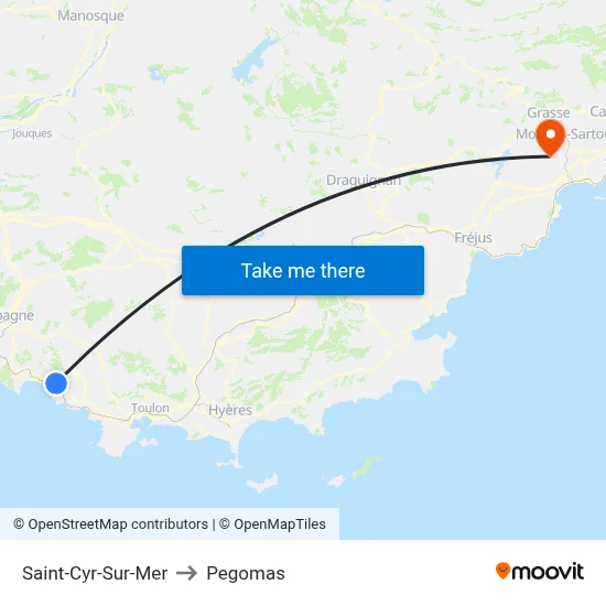 Saint-Cyr-Sur-Mer to Pegomas map