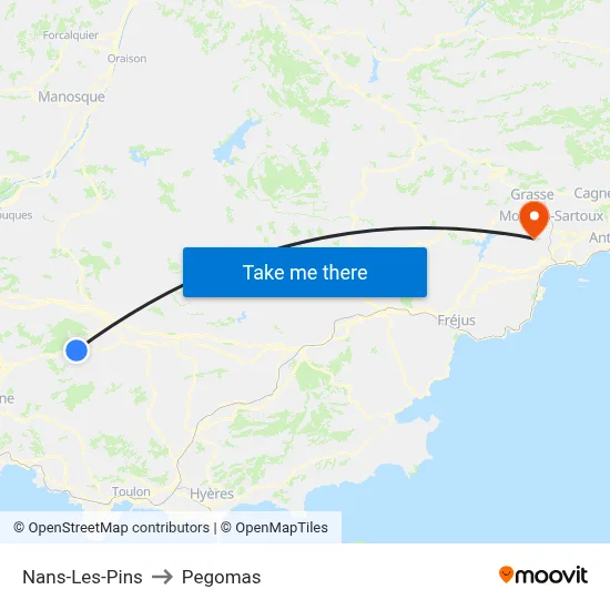 Nans-Les-Pins to Pegomas map