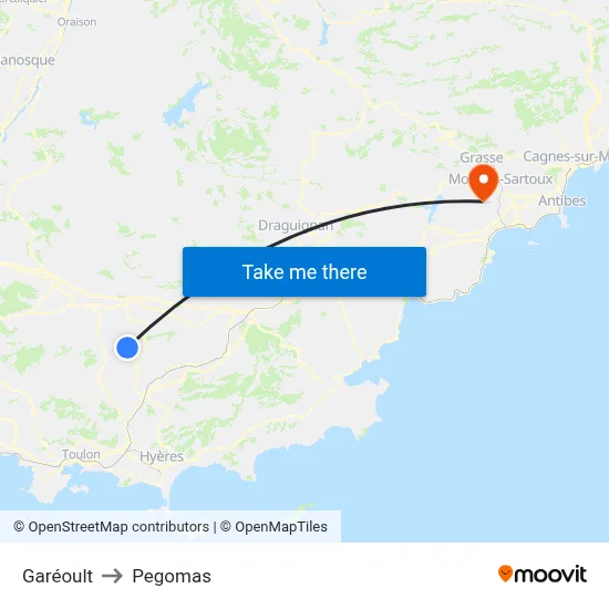 Garéoult to Pegomas map