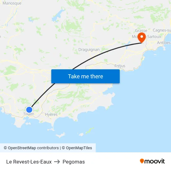 Le Revest-Les-Eaux to Pegomas map