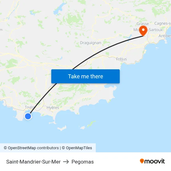 Saint-Mandrier-Sur-Mer to Pegomas map