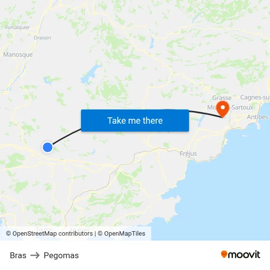 Bras to Pegomas map