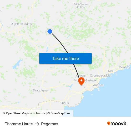 Thorame-Haute to Pegomas map