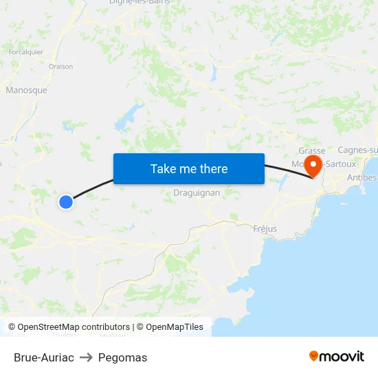 Brue-Auriac to Pegomas map