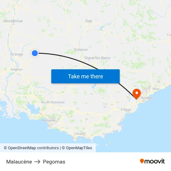 Malaucène to Pegomas map