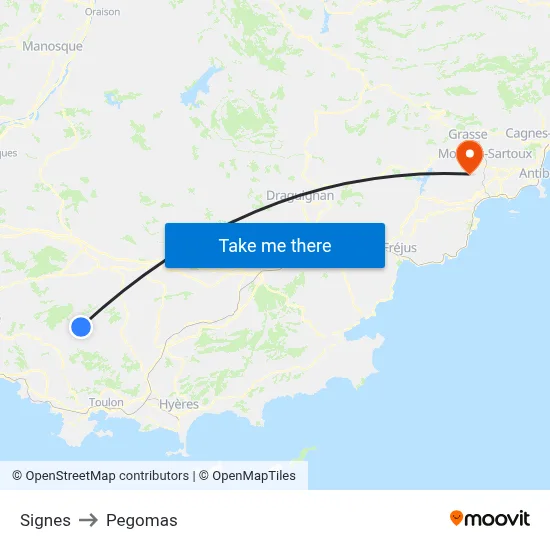 Signes to Pegomas map