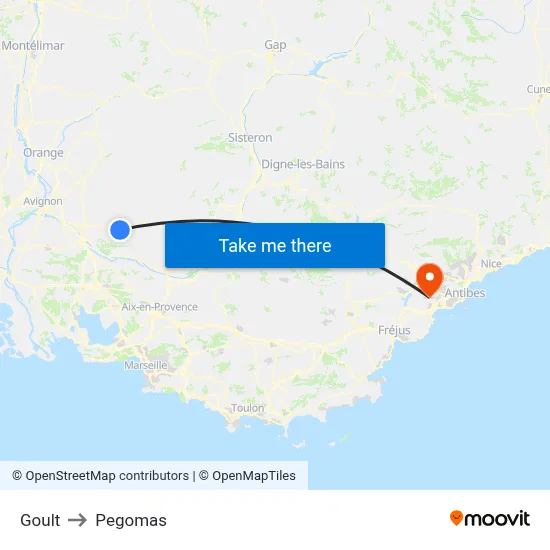 Goult to Pegomas map