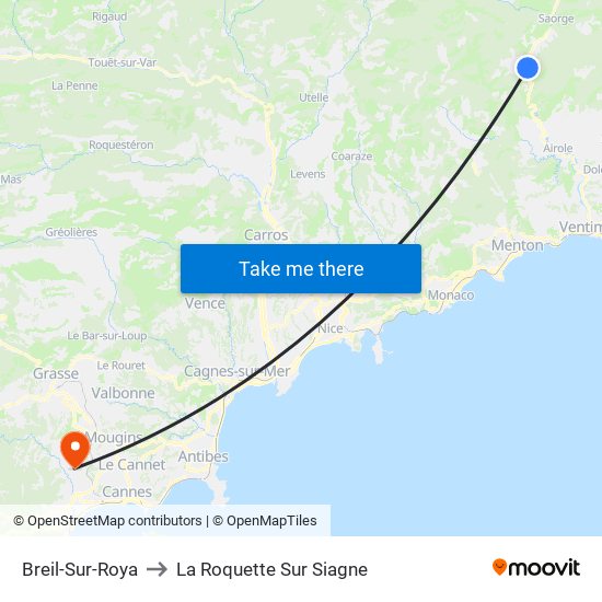 Breil-Sur-Roya to La Roquette Sur Siagne map