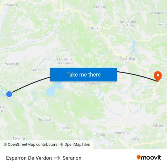 Esparron-De-Verdon to Seranon map
