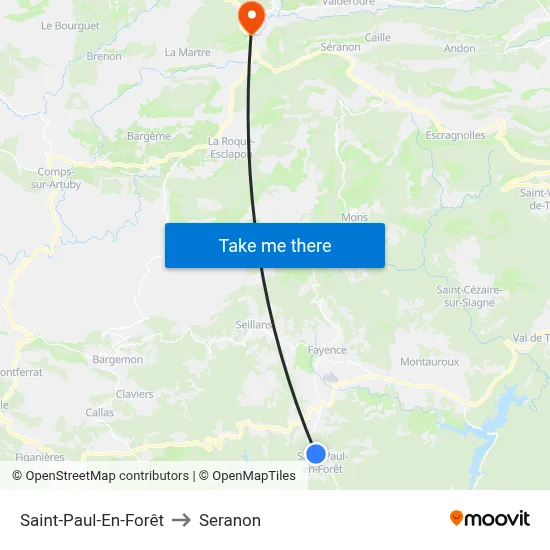 Saint-Paul-En-Forêt to Seranon map