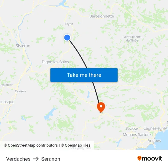 Verdaches to Seranon map