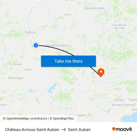 Château-Arnoux-Saint-Auban to Saint Auban map