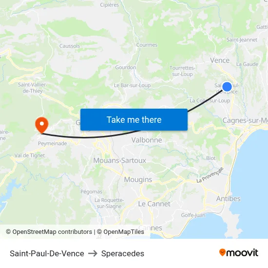 Saint-Paul-De-Vence to Speracedes map
