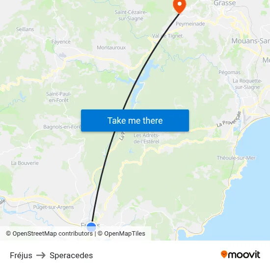 Fréjus to Speracedes map