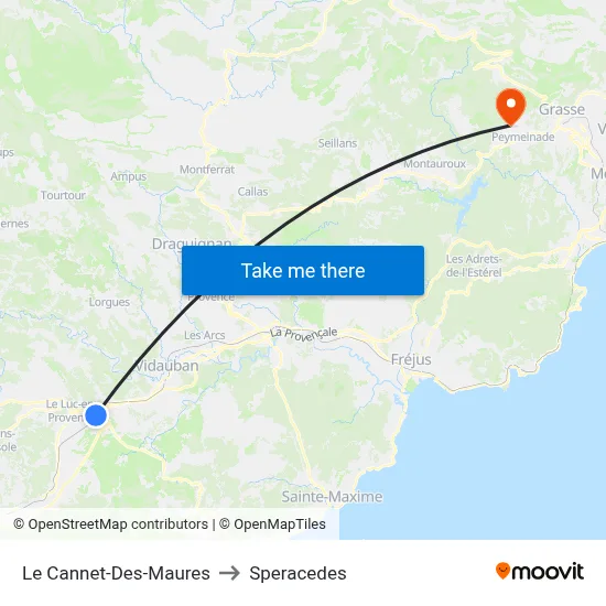 Le Cannet-Des-Maures to Speracedes map