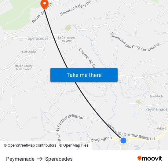 Peymeinade to Speracedes map