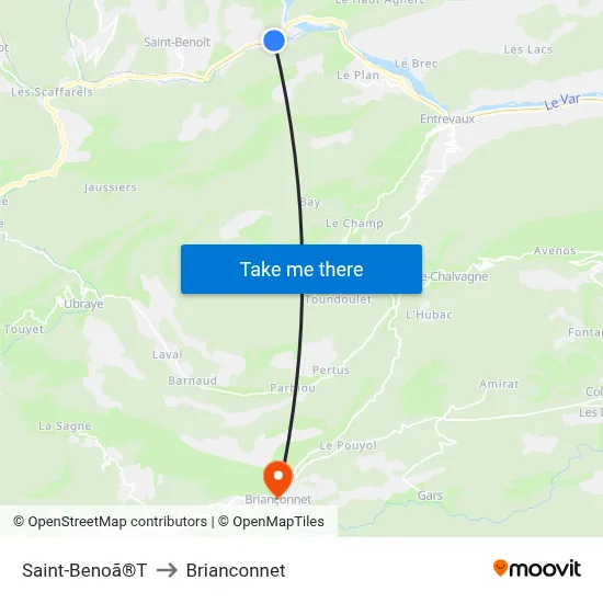 Saint-Benoã®T to Brianconnet map