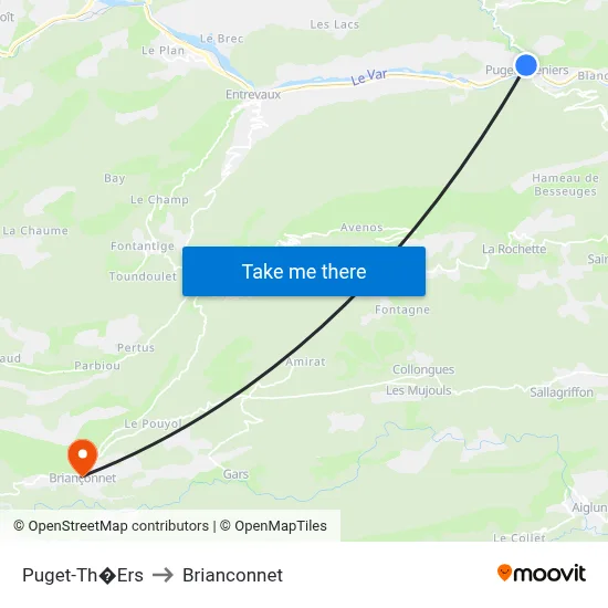 Puget-Th�Ers to Brianconnet map