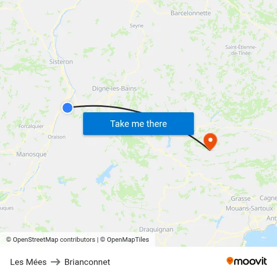 Les Mées to Brianconnet map