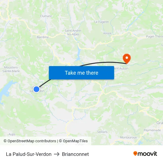 La Palud-Sur-Verdon to Brianconnet map