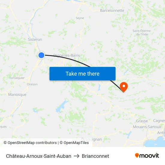 Château-Arnoux-Saint-Auban to Brianconnet map