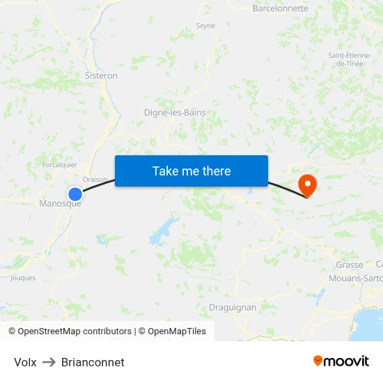Volx to Brianconnet map