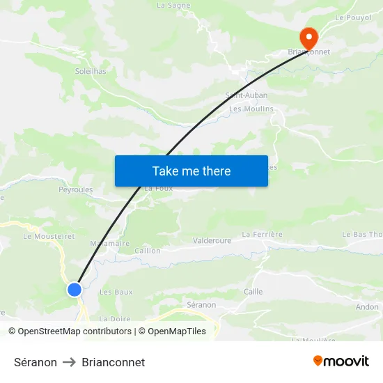 Séranon to Brianconnet map