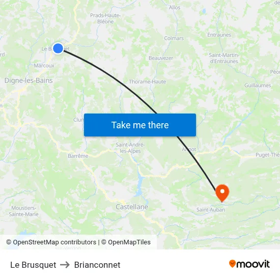 Le Brusquet to Brianconnet map