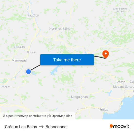 Gréoux-Les-Bains to Brianconnet map