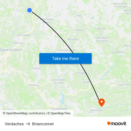 Verdaches to Brianconnet map
