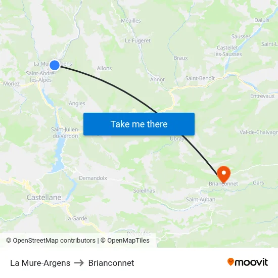 La Mure-Argens to Brianconnet map