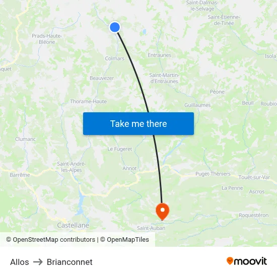 Allos to Brianconnet map