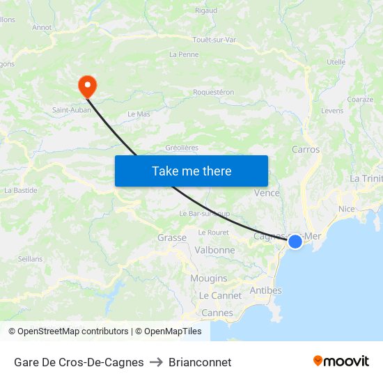 Gare De Cros-De-Cagnes to Brianconnet map