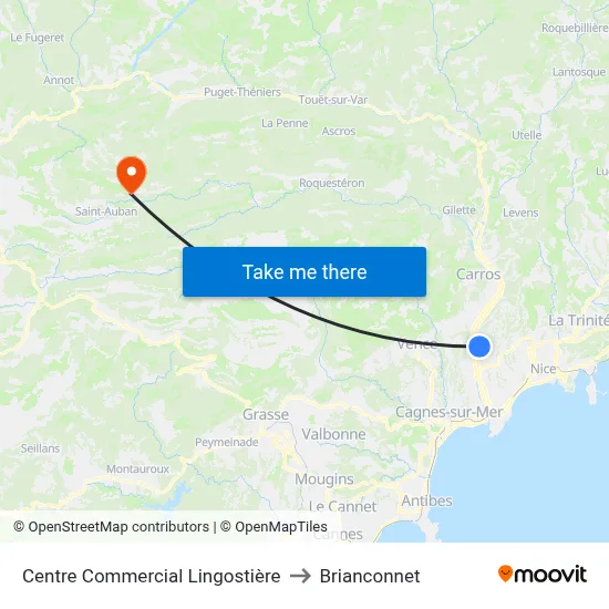 Centre Commercial Lingostière to Brianconnet map