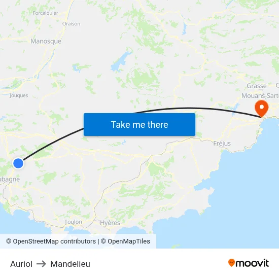 Auriol to Mandelieu map