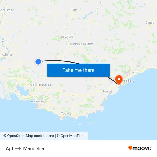 Apt to Mandelieu map