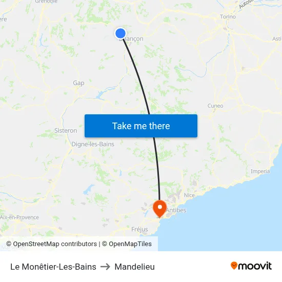 Le Monêtier-Les-Bains to Mandelieu map