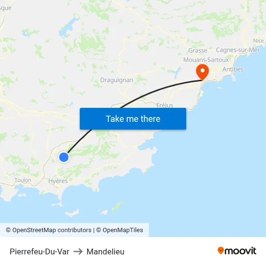 Pierrefeu-Du-Var to Mandelieu map