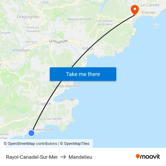Rayol-Canadel-Sur-Mer to Mandelieu map