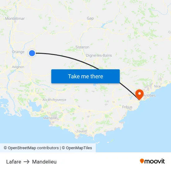 Lafare to Mandelieu map