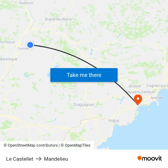 Le Castellet to Mandelieu map